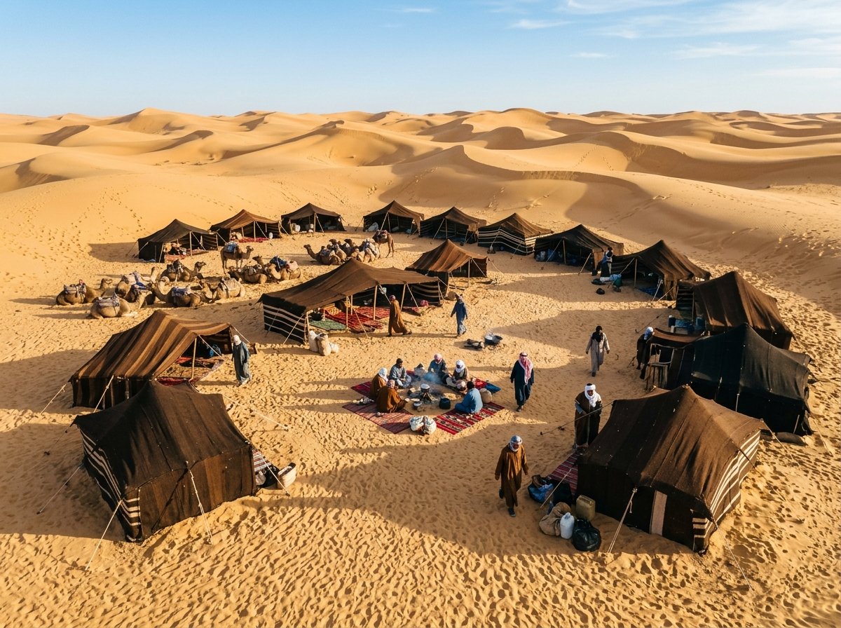 Caravane nomade de dromadaires