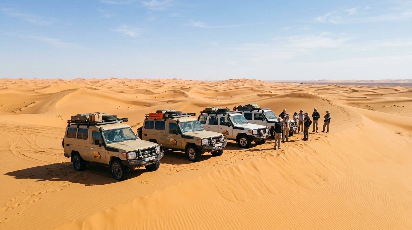 Flotte 4x4 Toyota Land Cruiser dans les dunes de Douz